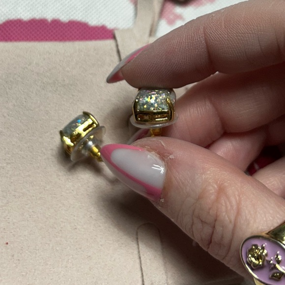 Never Worn - Gold and Silver Square Stud Earrings - Picture 3 of 4